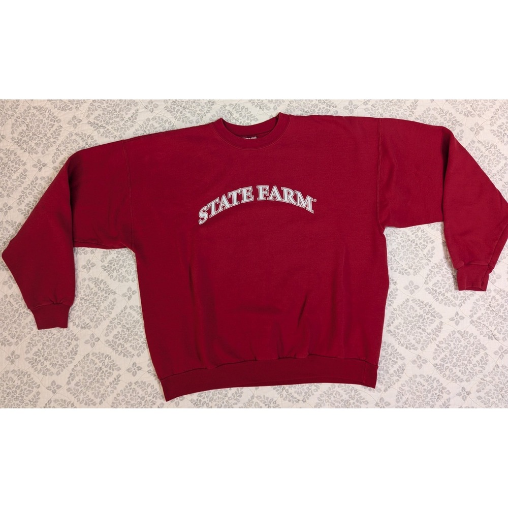VTG Y2K State Farm Employee Sweatshirt Mens XL Crewneck Distressed Spell Out Dad
